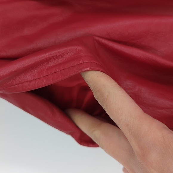 Women's West Bay Top Grain Genuine Leather Straight Leg Pant Red 10 western - Picture 5 of 12